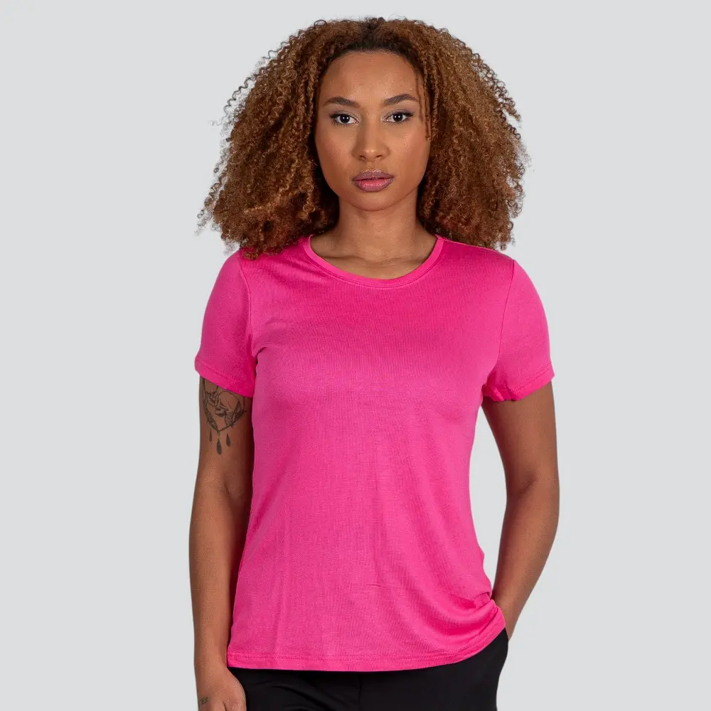 Blusa Feminina Manga Curta Viscolinho Tricot